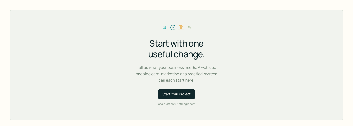 The current closing area — screenshot of the existing page