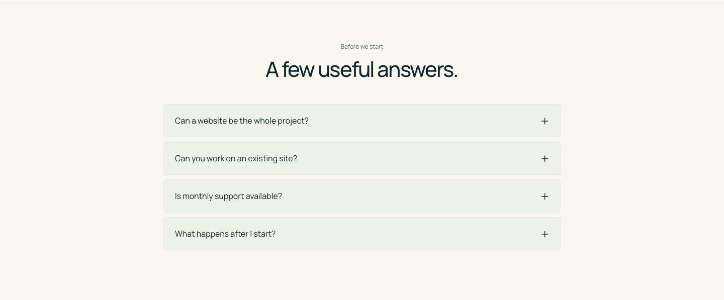 Baseline FAQ — screenshot of the existing page