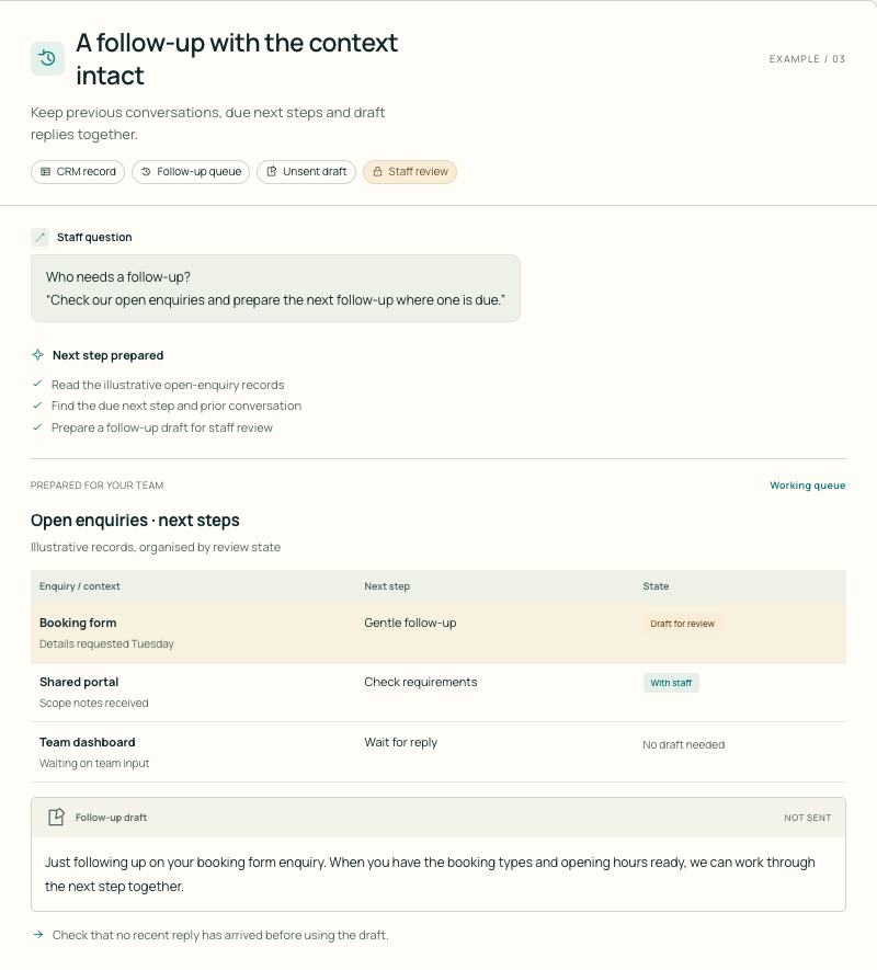 Follow-up — screenshot of the existing page