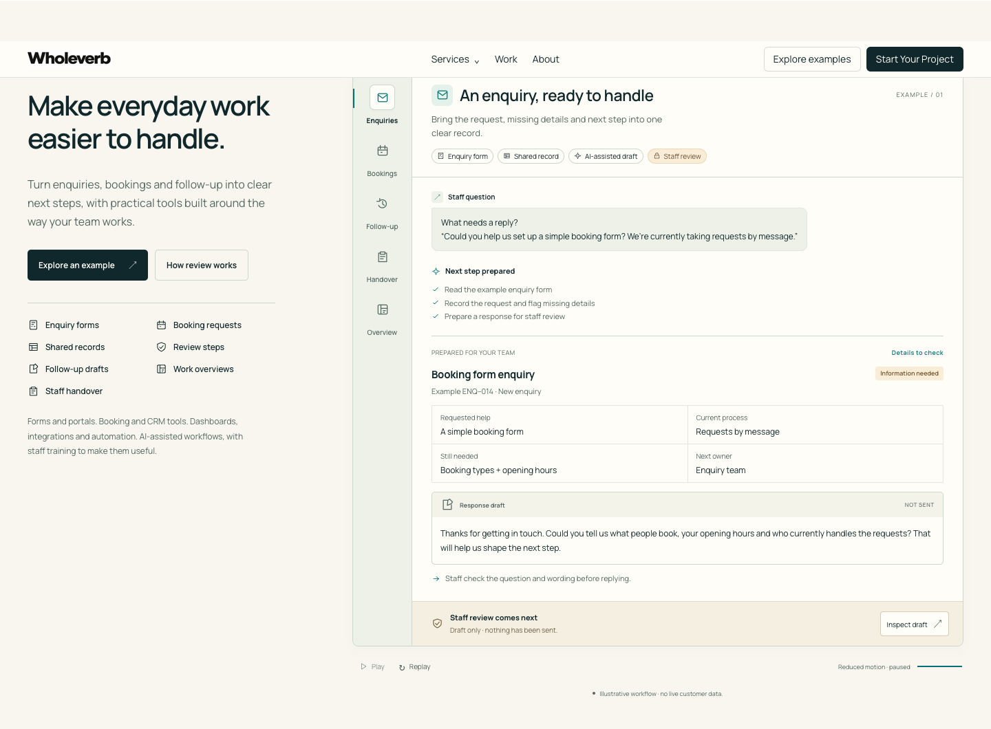 The complete task-example section — screenshot of the existing page