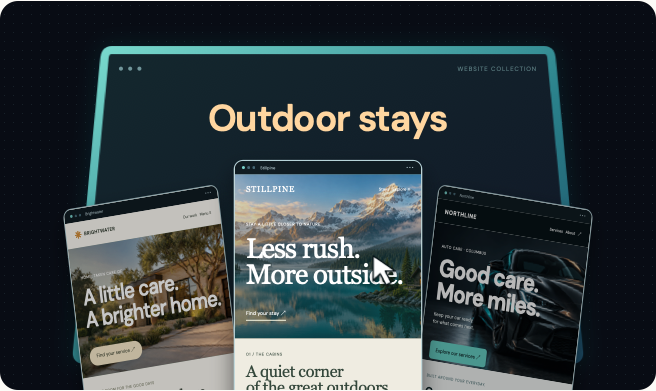 The selected Wholeverb website gallery, with complete website compositions